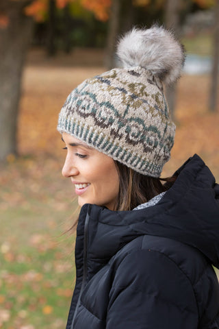 Natalia Wool Beanie Hat with Pom -  Light Natural