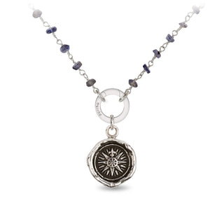 NEW- Iolite Faceted Stone Choker with Talisman Clip - SPECIAL ORDER