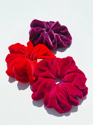 Silk Velvet Scrunchies - Red coral