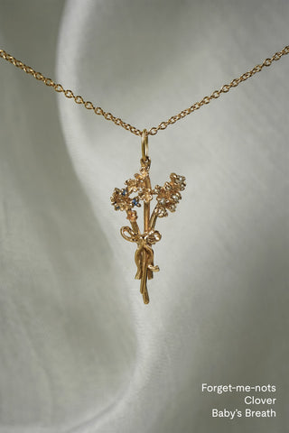 Asria Garden Bouquet Charm - Forget Me Not/Clover/Baby's Breath
