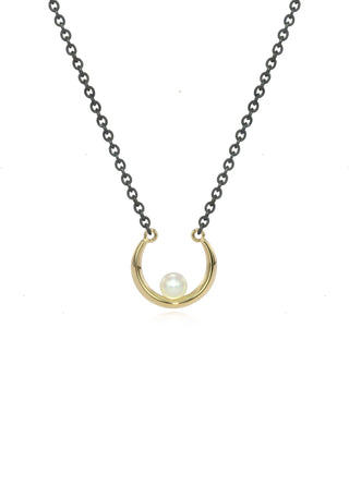 Luna Pearl Crescent Pendant Necklace