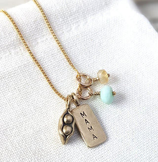 Bronze Mama & Two Peas Necklace