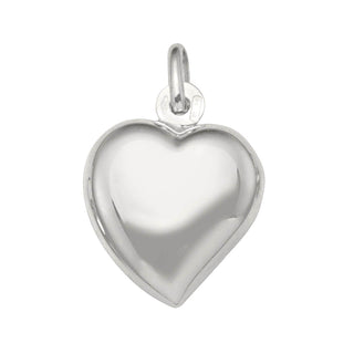 White Gold Puffed Heart Charm