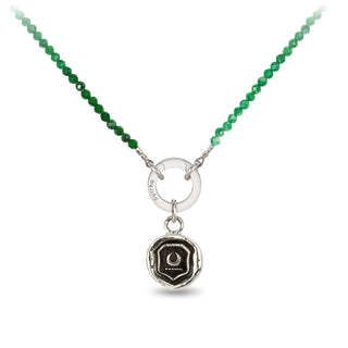 NEW- Green Onyx Faceted Stone Choker with Talisman Clip