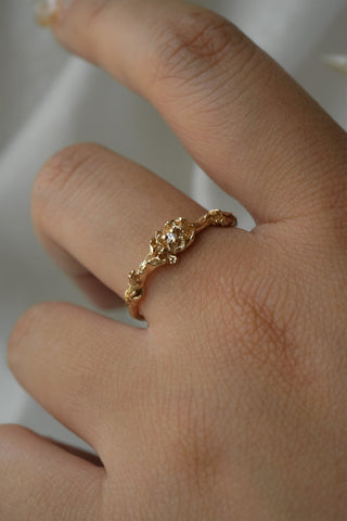 Pansy Signet Diamond Ring