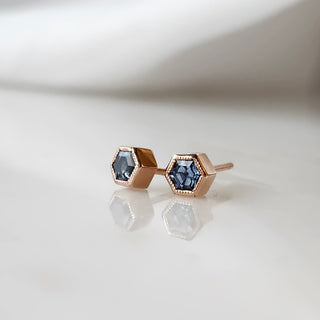 Hexagon Blue Montana Sapphire Earrings