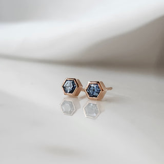 Hexagon Blue Montana Sapphire Earrings