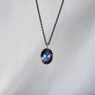 Rose Cut Blue Sapphire Necklace