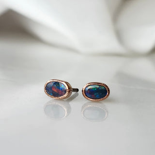 Black Opal Stud Earrings