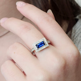 Octagon Cut Blue Sapphire Ring