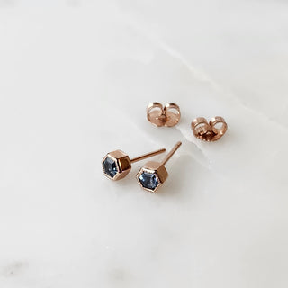 Hexagon Blue Montana Sapphire Earrings