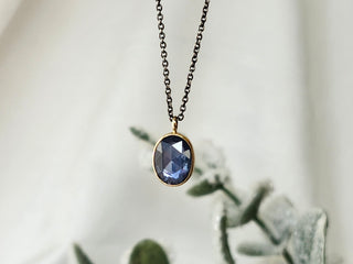 Rose Cut Blue Sapphire Necklace