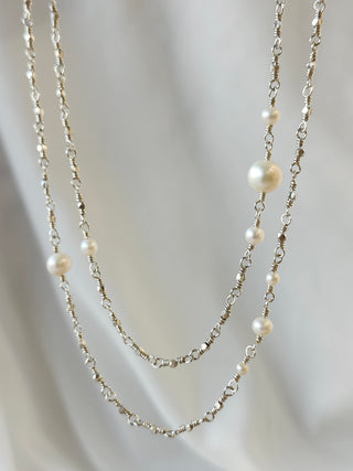 Long Thai Silver And Pearl Necklace