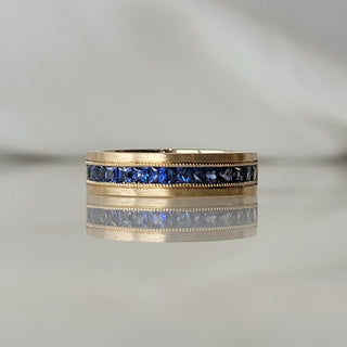 Princess Cut Blue Sapphire Band