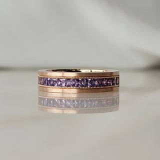 Princess Cut Purple Sapphire Band