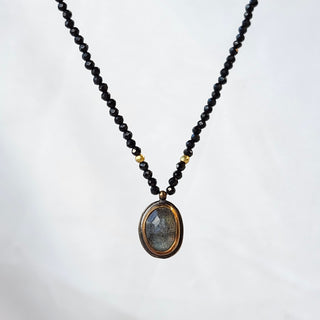 Labradorite On Black Spinel Beaded Necklace