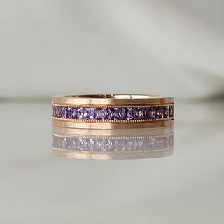 Princess Cut Purple Sapphire Band