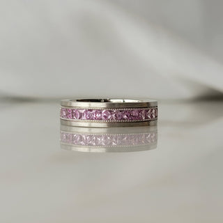 Princess Cut Pink Sapphire Band