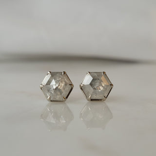 Milky White Diamond Hexagon Studs