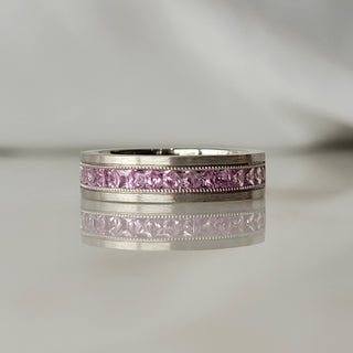 Princess Cut Pink Sapphire Band