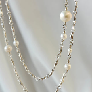 Long Thai Silver And Pearl Necklace