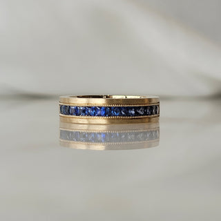 Princess Cut Blue Sapphire Band