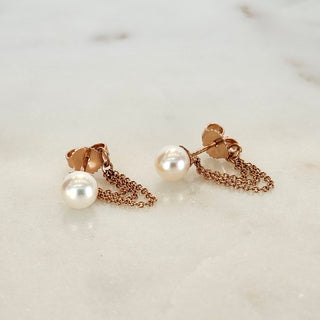 Pearl Chain Huggie Studs