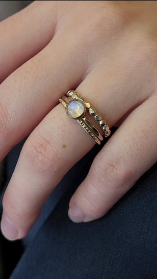 14K Gold-Filled Rainbow Moonstone Stacking Ring