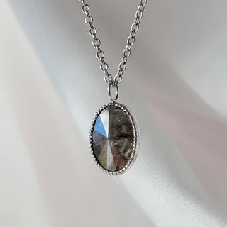 Oval Grey Salt & Pepper Diamond Pendant