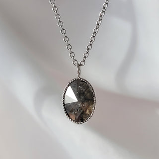 Oval Grey Salt & Pepper Diamond Pendant