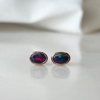 Black Opal Stud Earrings