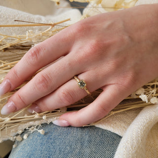 Jasper Textured Solitaire Sapphire Ring