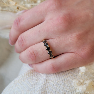 Claw Set Five Green Sapphire Band
