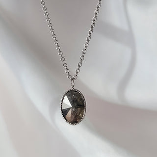 Oval Grey Salt & Pepper Diamond Pendant