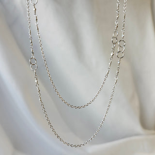 Sterling Silver Three Circle Long Layering Chain