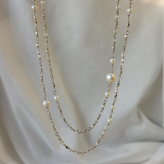 Long Thai Silver And Pearl Necklace