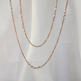 Rose Gold Long Multi-Pearl Necklace