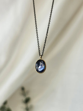 Rose Cut Blue Sapphire Necklace