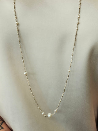 Long Thai Silver And Pearl Necklace