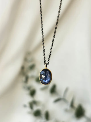 Rose Cut Blue Sapphire Necklace
