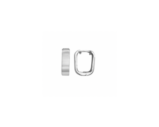 Wide Square White Gold Oval Hoops