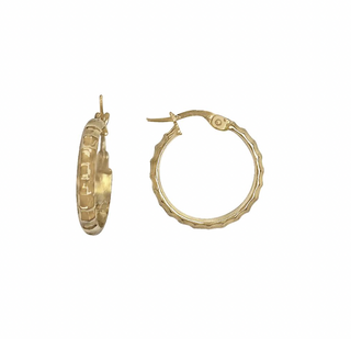Yellow Gold Textured Hoops