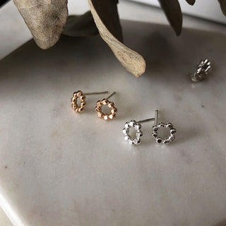 Prism Full Circle Gold Stud Earrings