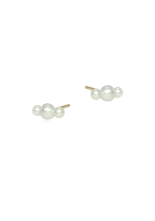 Surge Three Pearl Stud Earrings