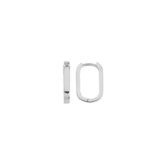 18MM Squared White Gold Oval Hoops