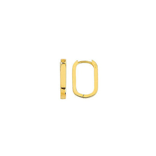 18MM Squared Yellow Gold Oval Hoops