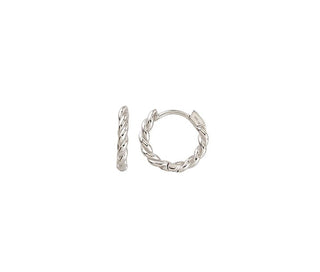 13MM Twisted White Gold Hoops