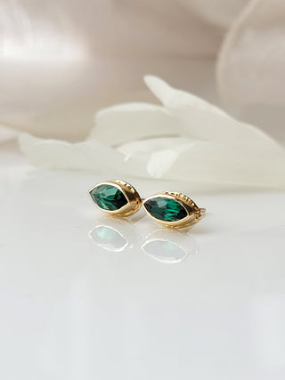 Blue Green Tourmaline Stud Earrings