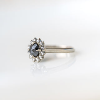 Black Rose Cut Diamond Halo Ring