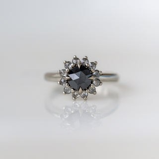 Black Rose Cut Diamond Halo Ring